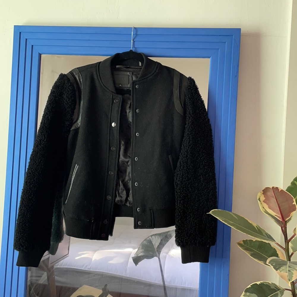 In bomber jacket